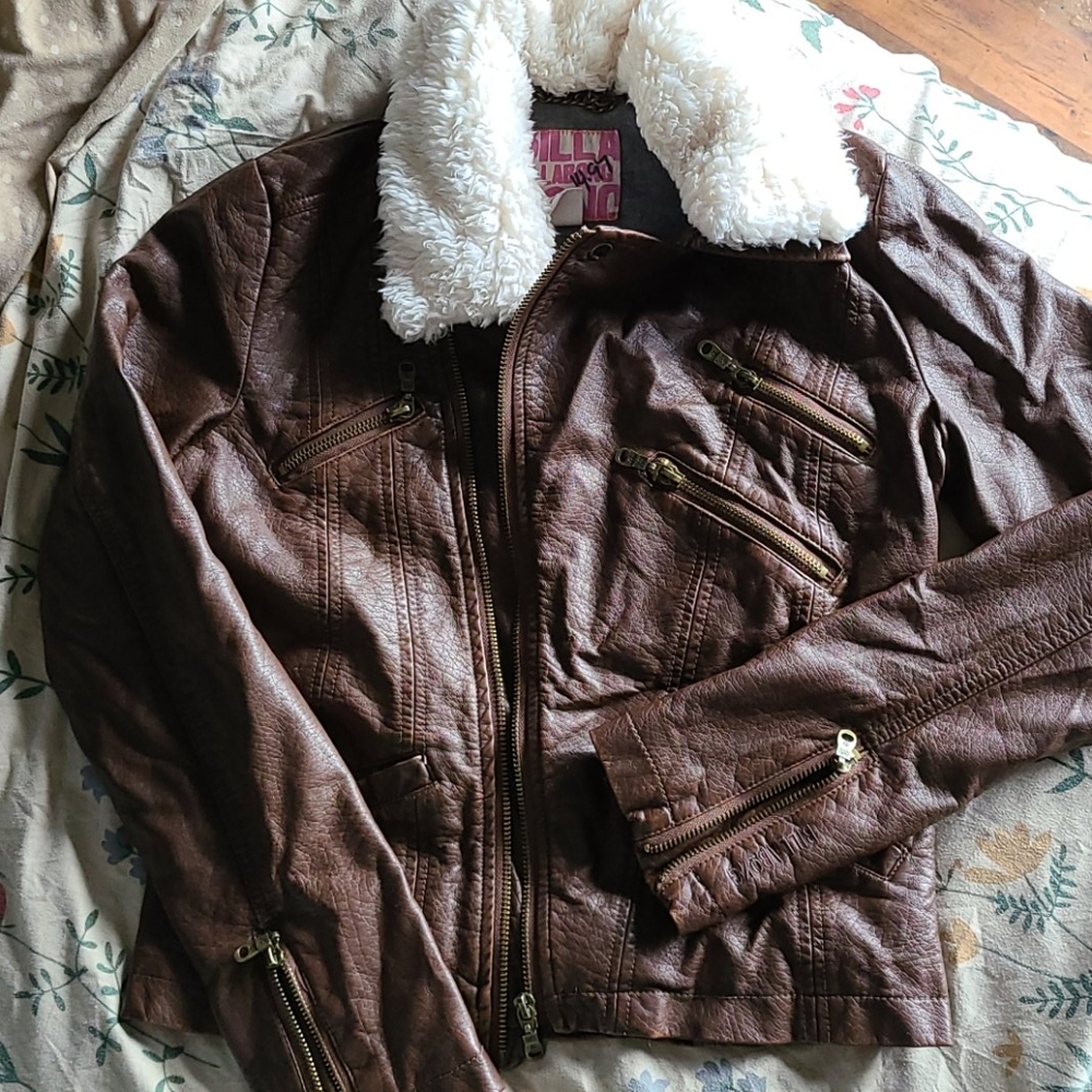 3/$25 billabong vegan leather jacket
